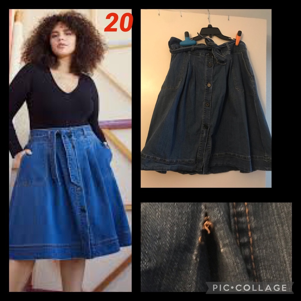Size 20 Eloquii Denim Skirt with buttons and tie